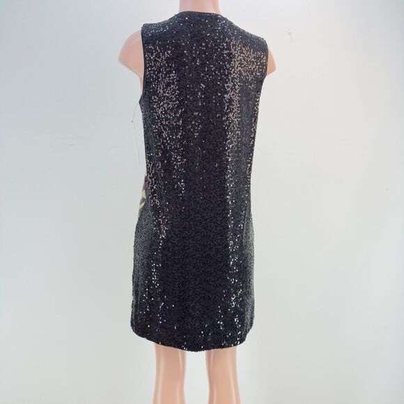 NWT Nicole Miller New York V-Neck Sequin Shift Cocktail Dress Size 8 - Picture 5 of 17